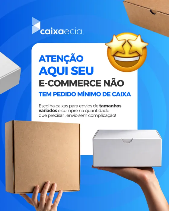 Anúncio de caixas sem pedido mínimo da Caixa e Cia