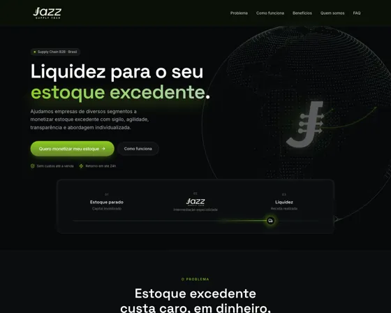 Landing page da Jazz Supply Tech no computador
