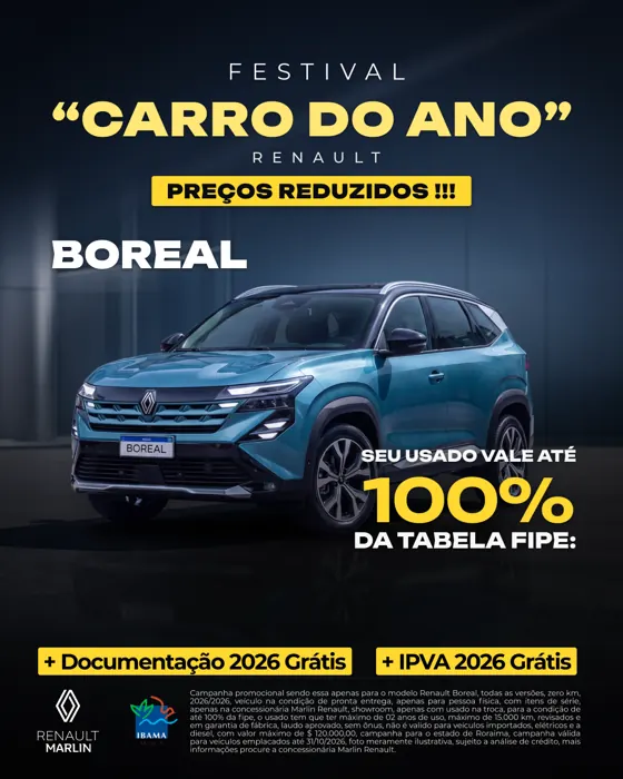 Anúncio Festival Carro do Ano do Renault Boreal