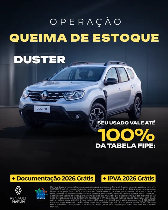 Anúncio Queima de Estoque do Renault Duster